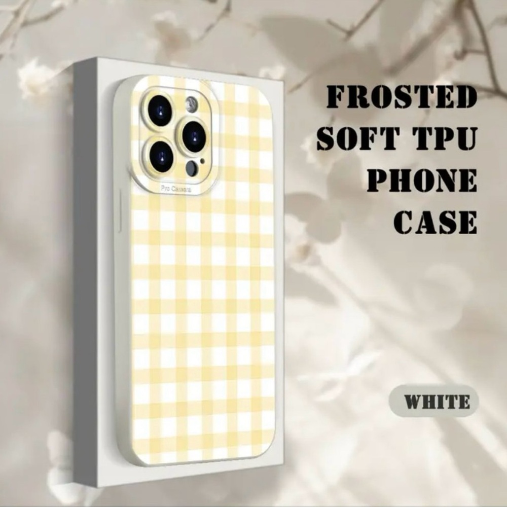 Apple iPhone Phone Case Simple Yellow Plaid Stylish & Protective TPU - Picture 4 of 6